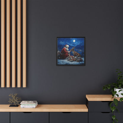 Dramatic Santa Claus Reindeer Christmas Framed Canvas Wall Art