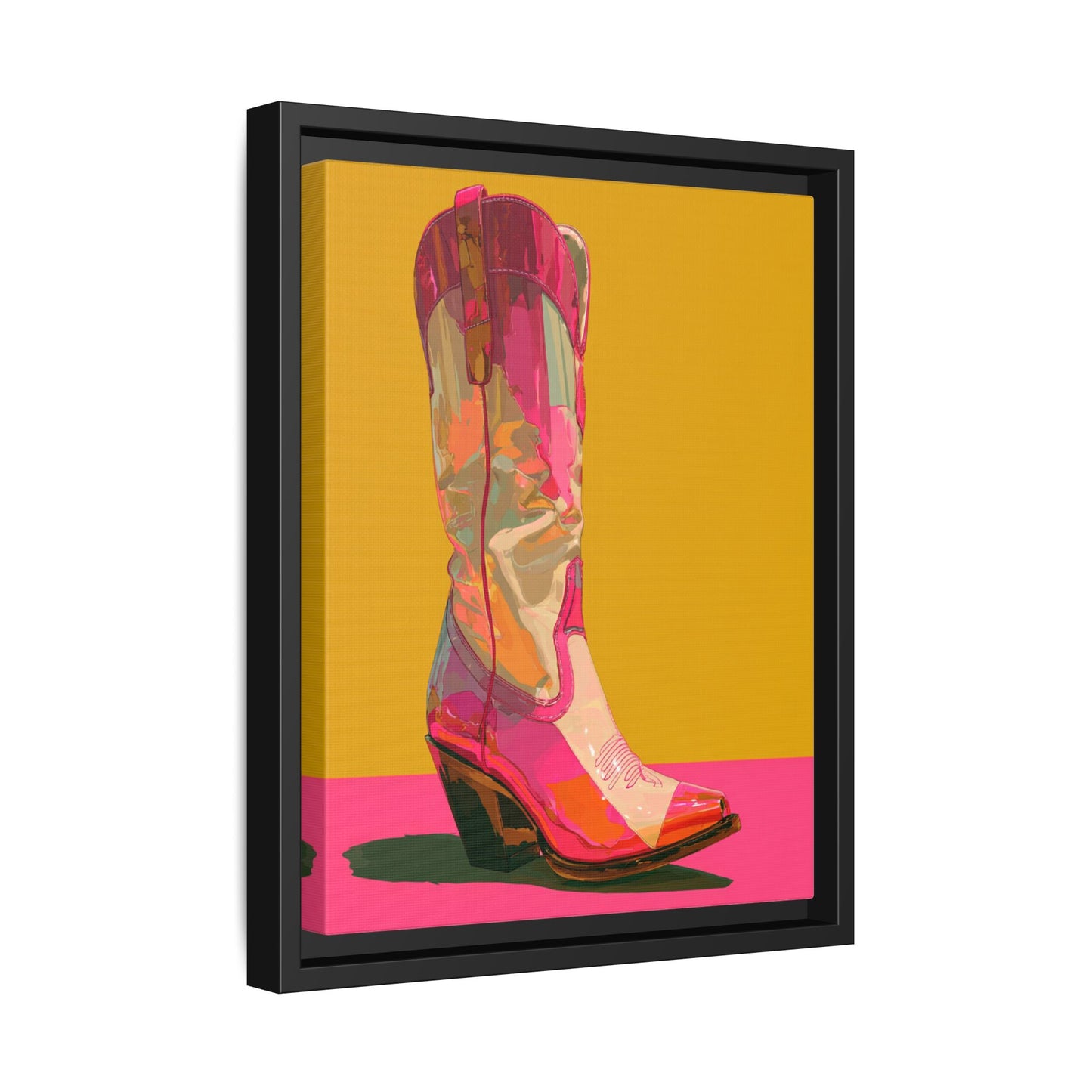 Retro Western Themed Framed Canvas Wall Art