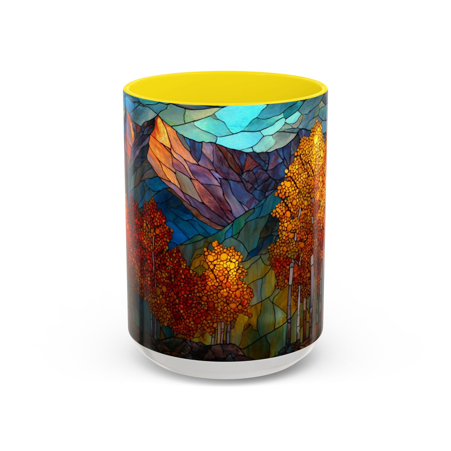 Autumn Mountain Stained Glass Effect Coffee Mug
