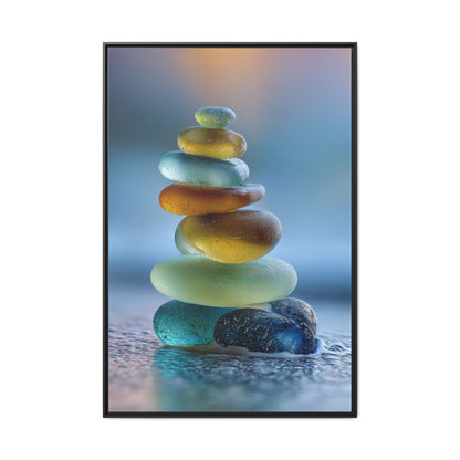 Calming Green Stones Framed Canvas Wall Art
