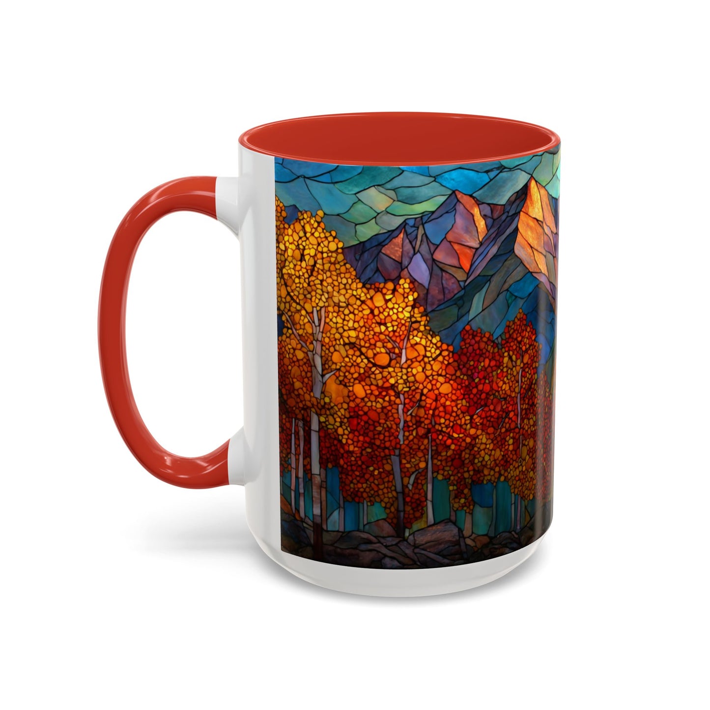Autumn Mountain Stained Glass Effect Coffee Mug
