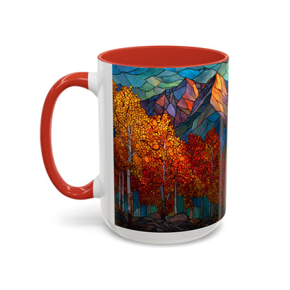 Autumn Mountain Stained Glass Effect Coffee Mug