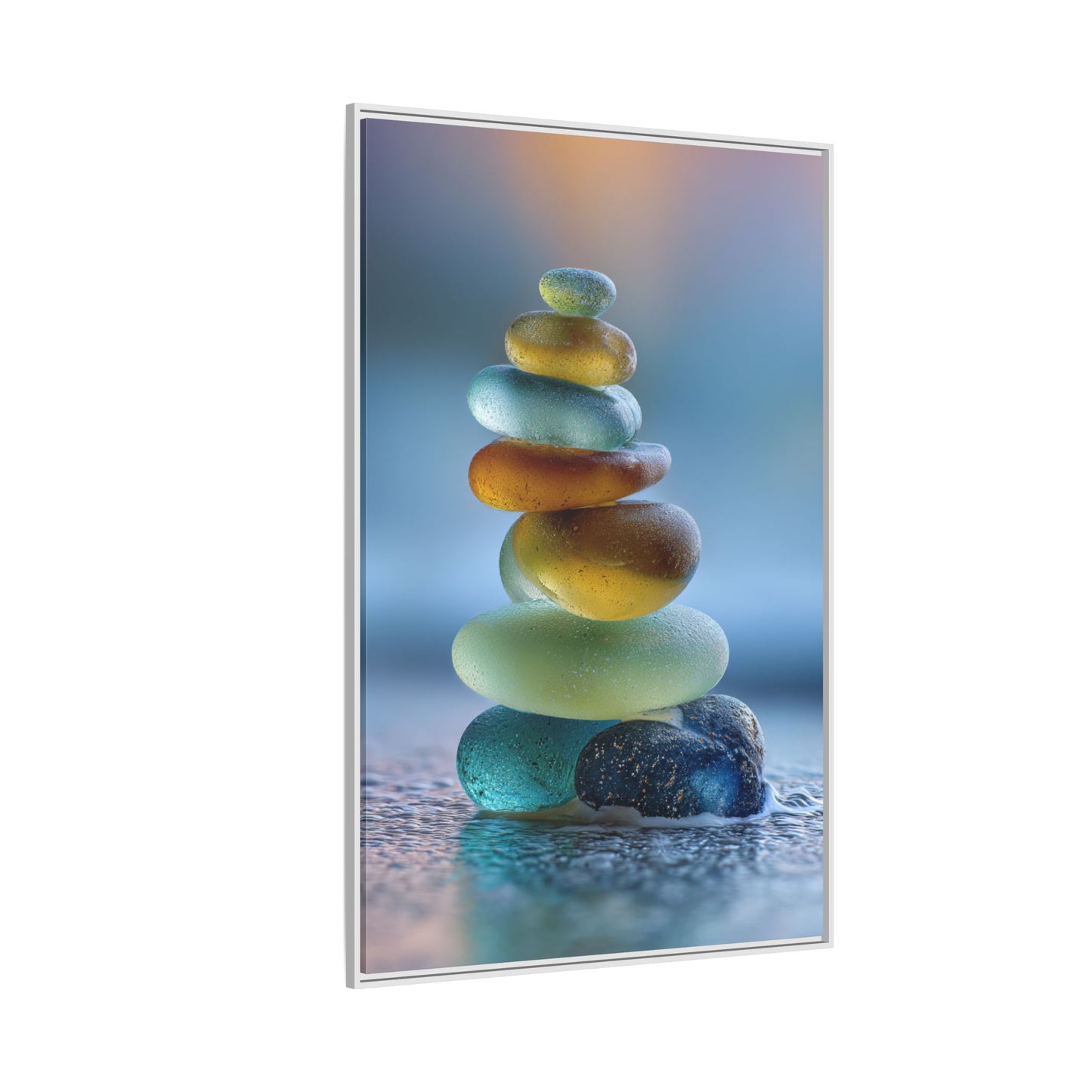 Calming Green Stones Framed Canvas Wall Art