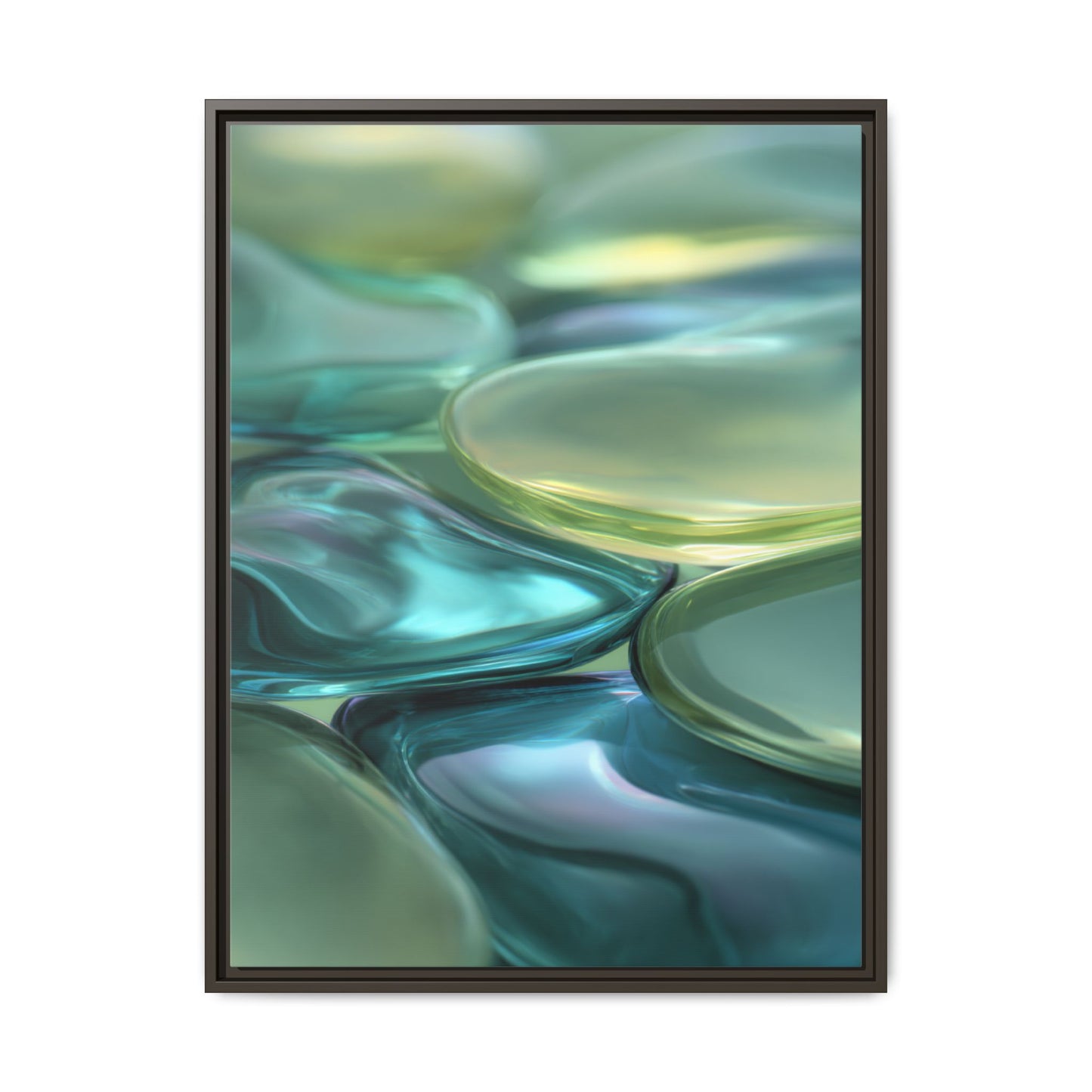 Abstract Green Stones Framed Canvas Wall Art