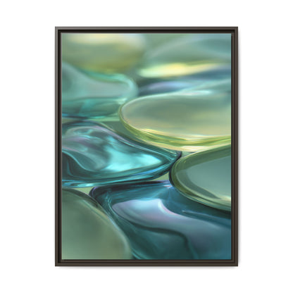 Abstract Green Stones Framed Canvas Wall Art