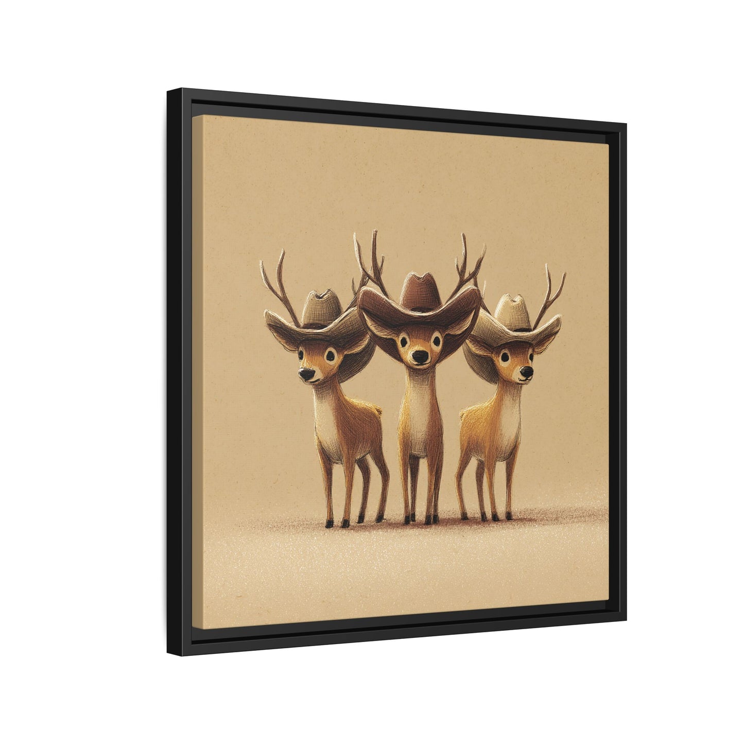Cowboy Reindeers Christmas Framed Canvas Wall Art