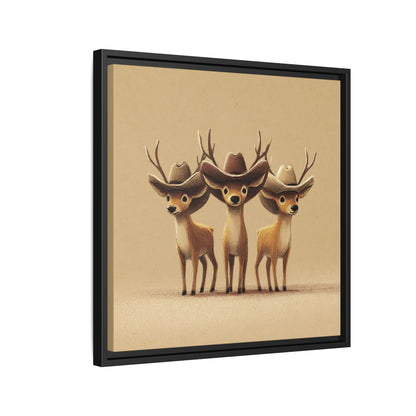Cowboy Reindeers Christmas Framed Canvas Wall Art