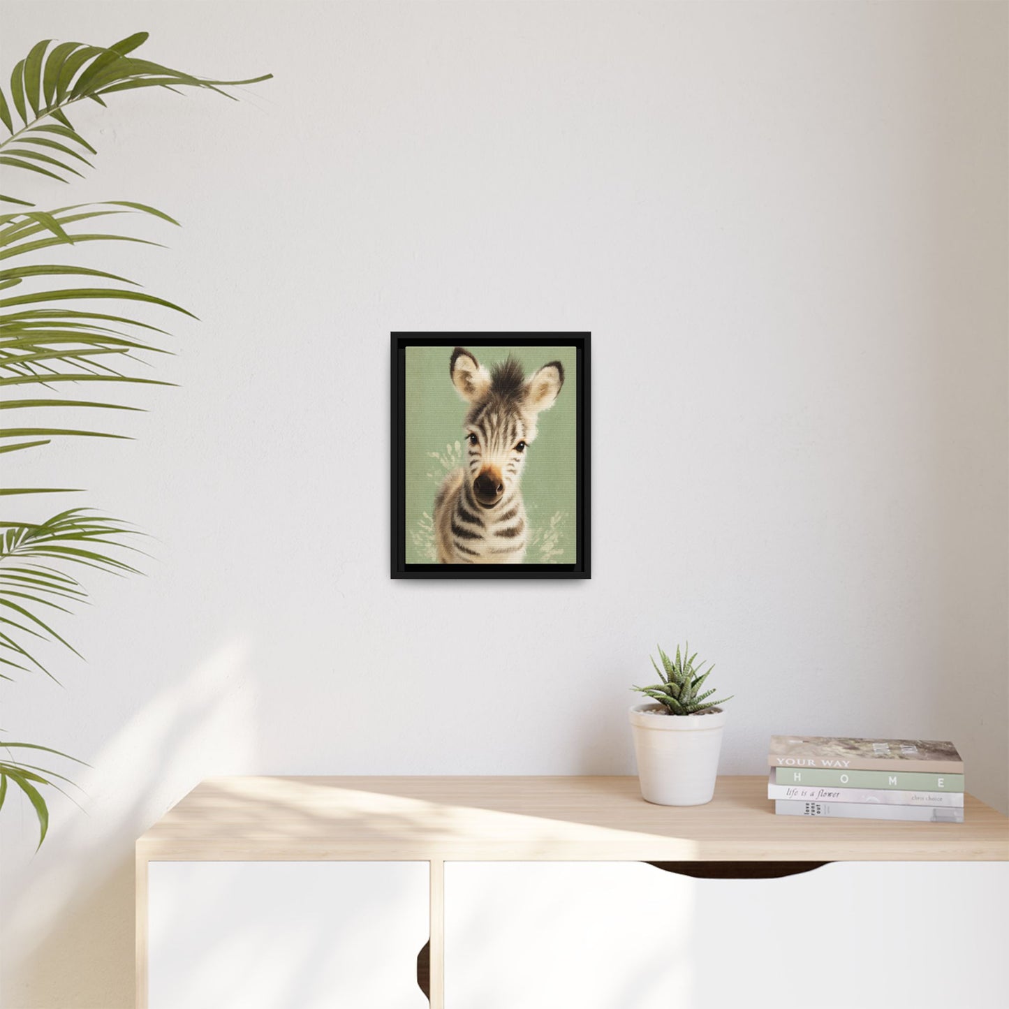 Baby Zebra Nursery Framed Canvas Wall Art