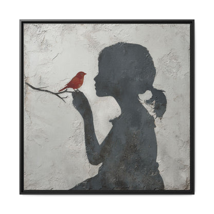 Child silhouette Square Framed Canvas Wall Art