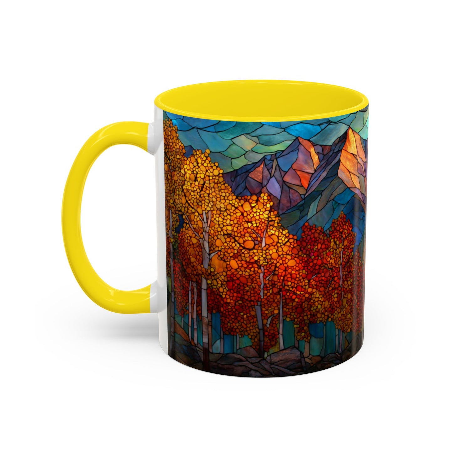 Autumn Mountain Stained Glass Effect Coffee Mug