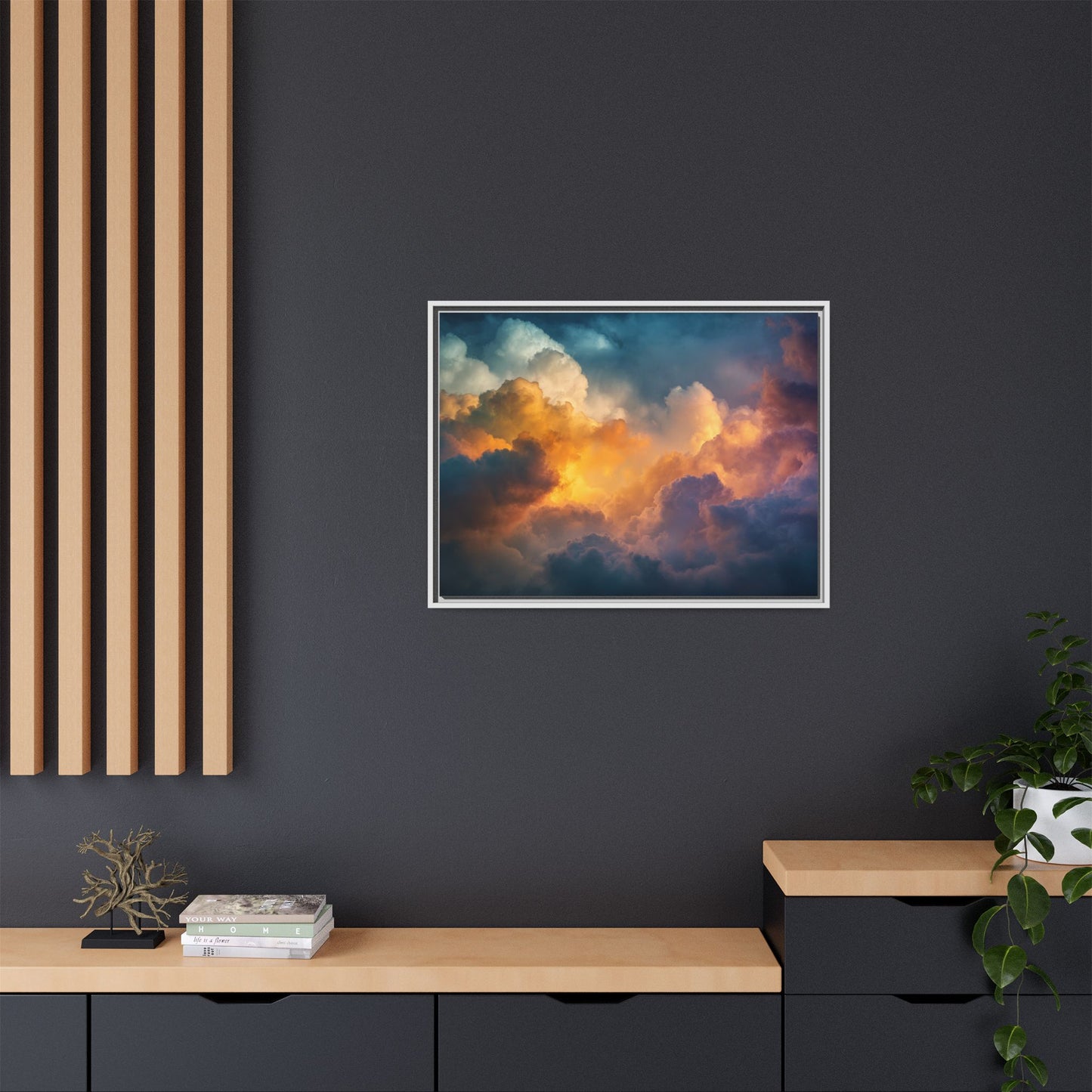 Calming Sky Cloud Framed Canvas Wall Art