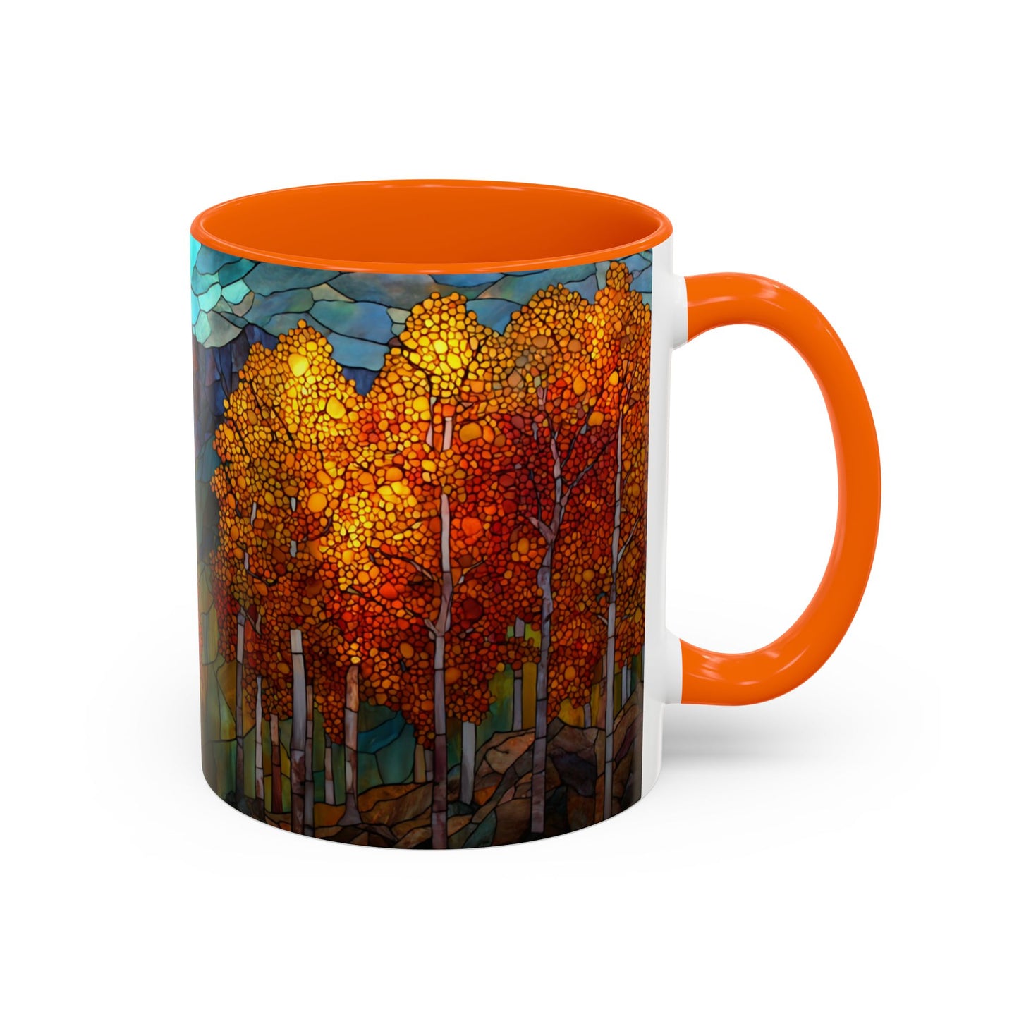 Autumn Mountain Stained Glass Effect Coffee Mug
