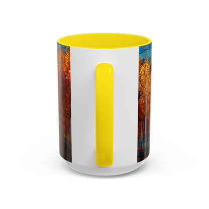 Autumn Mountain Stained Glass Effect Coffee Mug