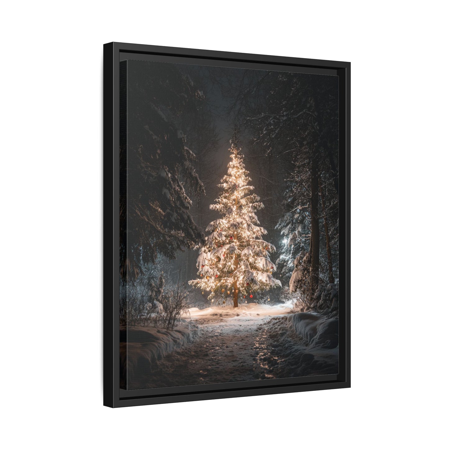 Bright Christmas Tree Framed Canvas Wall Art