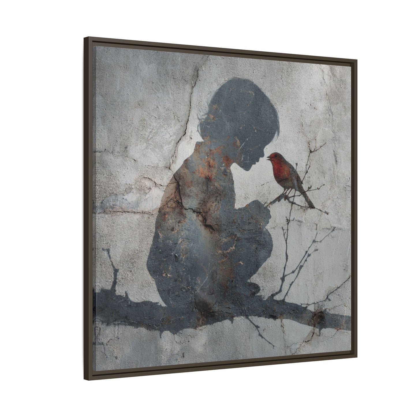 Child Silhouette Square Framed Canvas Wall Art
