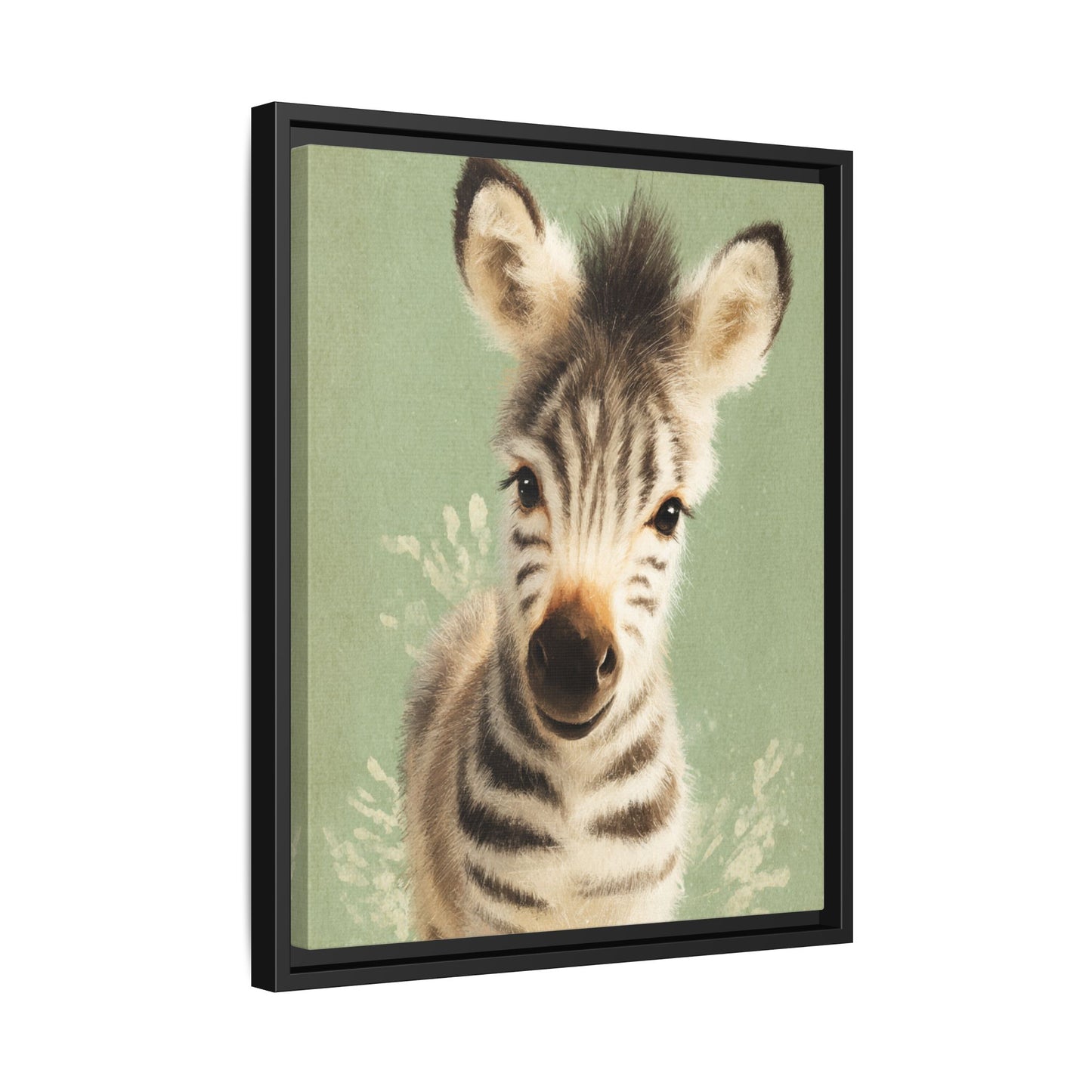 Baby Zebra Nursery Framed Canvas Wall Art