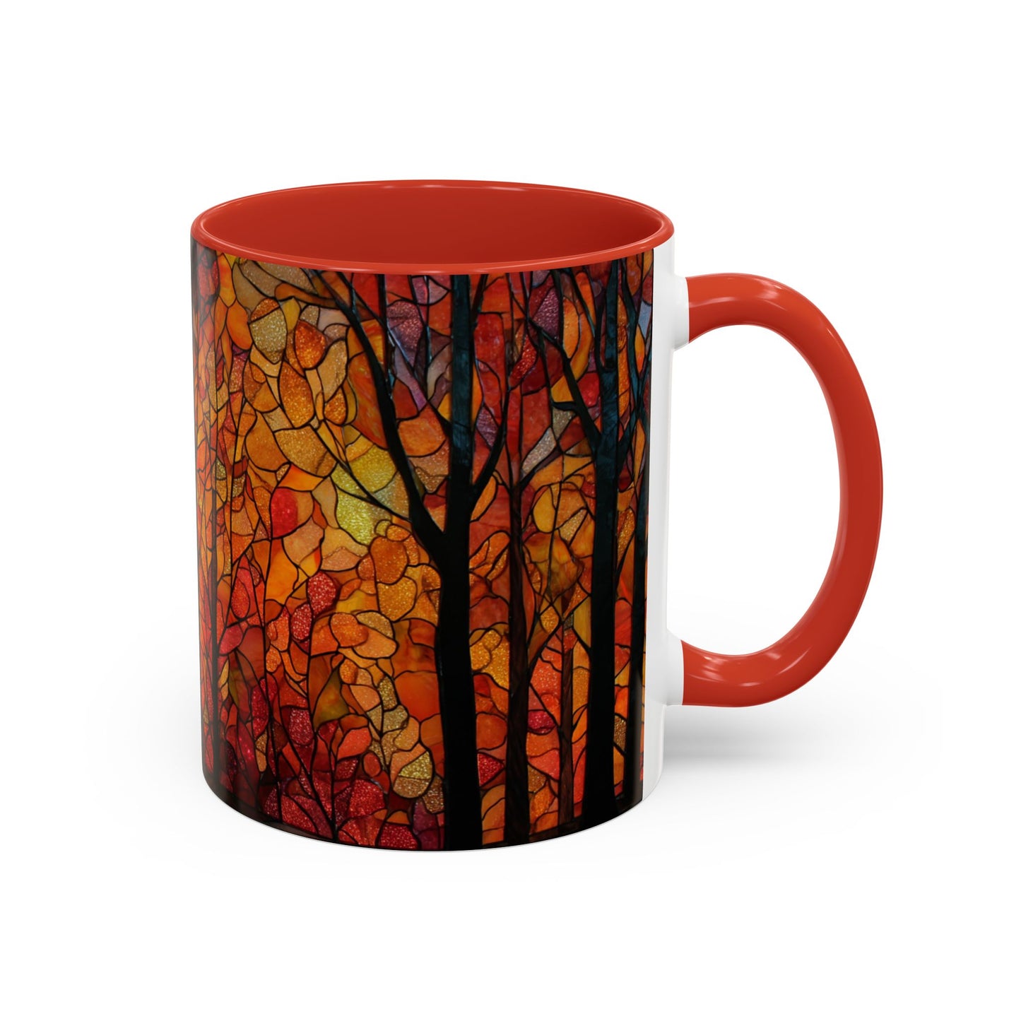 Autumn and Black Cat Stained Glass Effect Mug