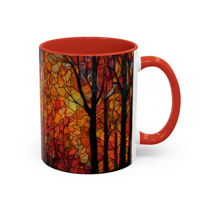 Autumn and Black Cat Stained Glass Effect Mug