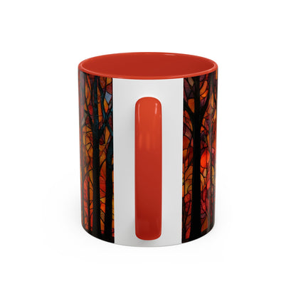 Autumn and Black Cat Stained Glass Effect Mug
