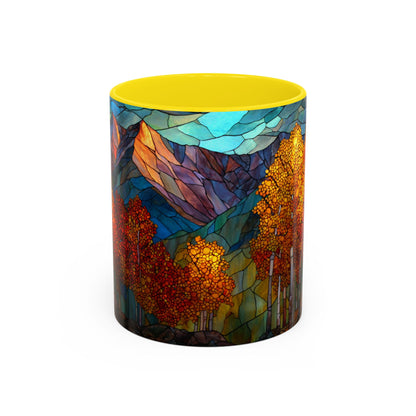 Autumn Mountain Stained Glass Effect Coffee Mug