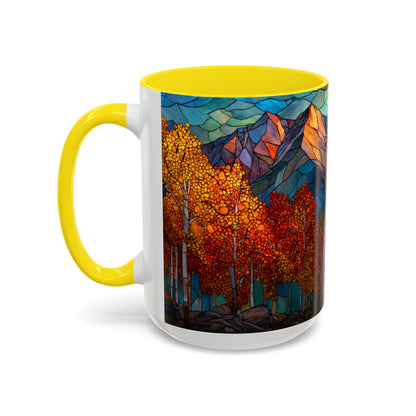 Autumn Mountain Stained Glass Effect Coffee Mug