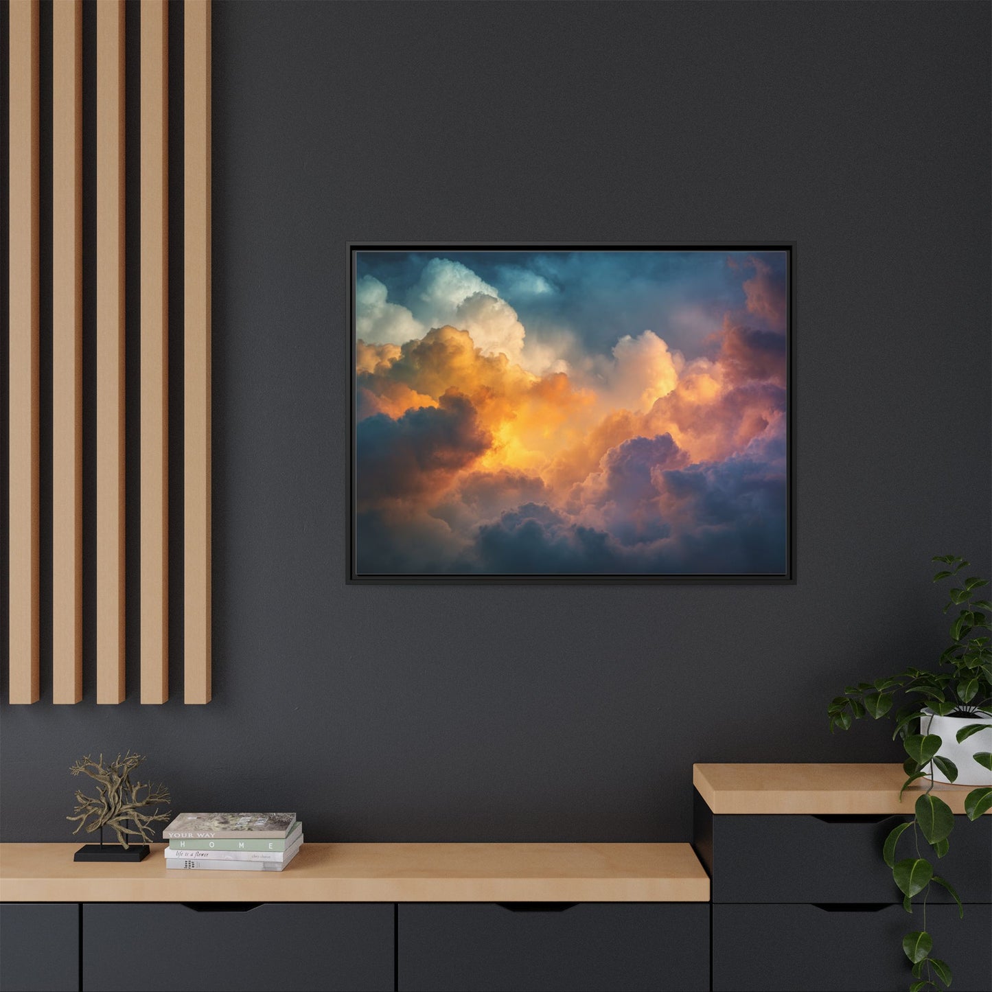Calming Sky Cloud Framed Canvas Wall Art
