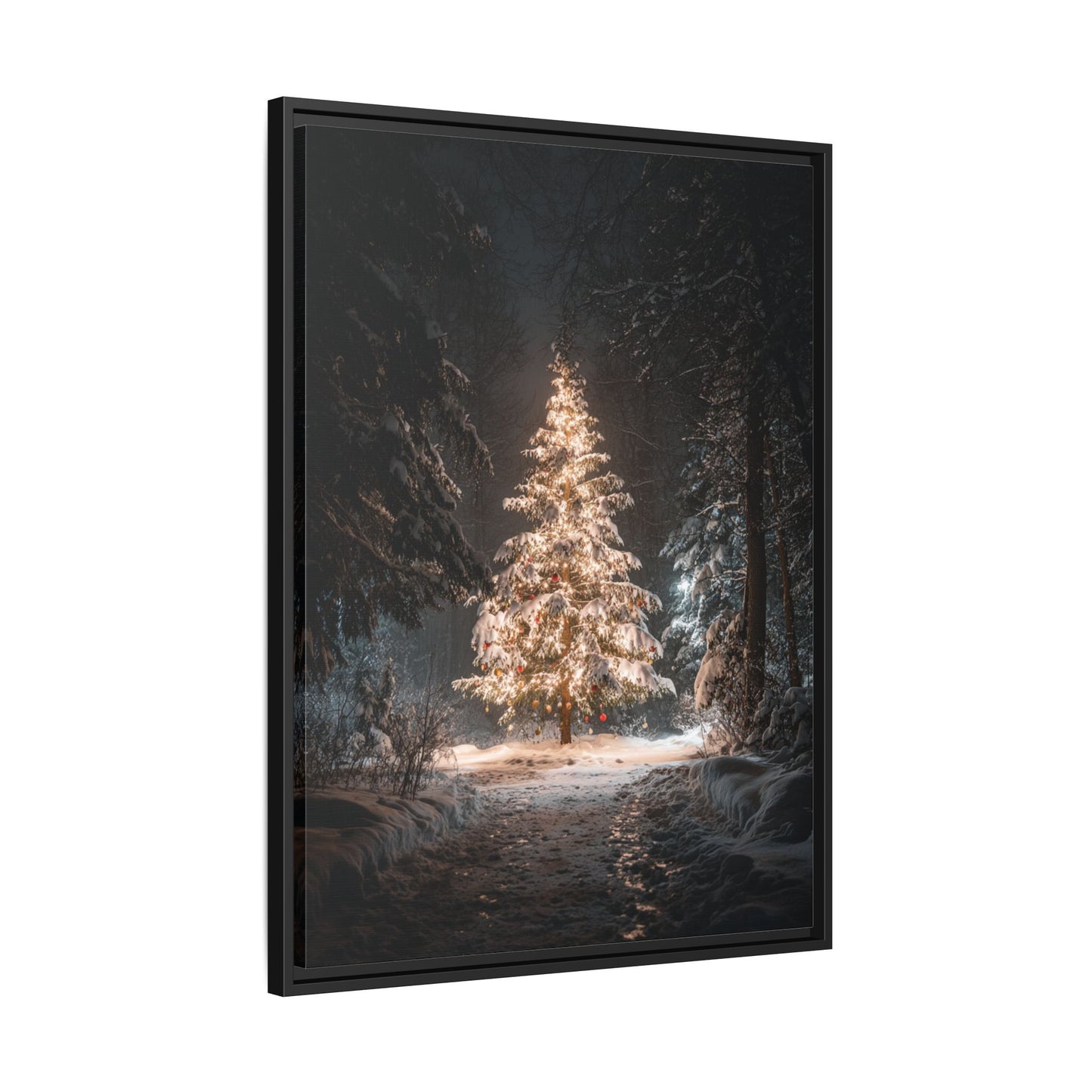 Bright Christmas Tree Framed Canvas Wall Art