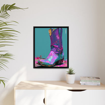 Retro Western Themed Framed Canvas Wall Art