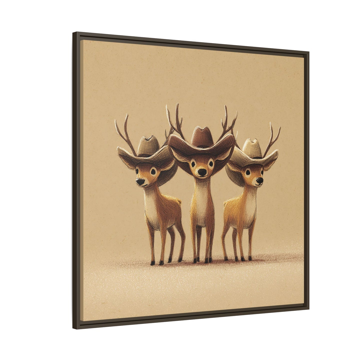 Cowboy Reindeers Christmas Framed Canvas Wall Art