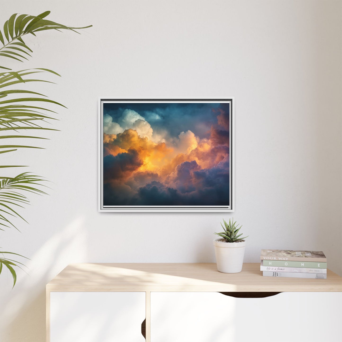 Calming Sky Cloud Framed Canvas Wall Art