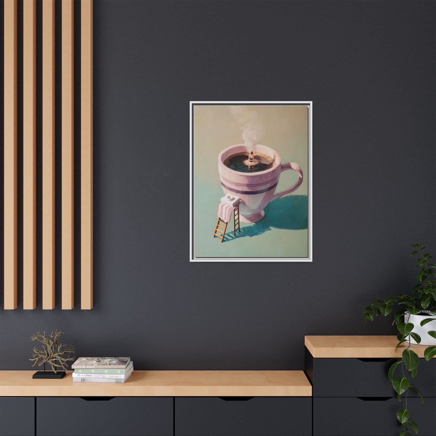 Funny Coffee Lover Framed Canvas Wall Art