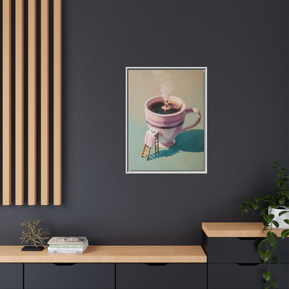 Funny Coffee Lover Framed Canvas Wall Art