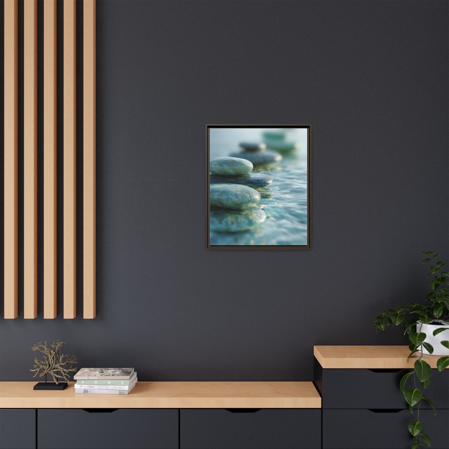 Stone Framed Canvas Wall Art- Zen Wall Decor