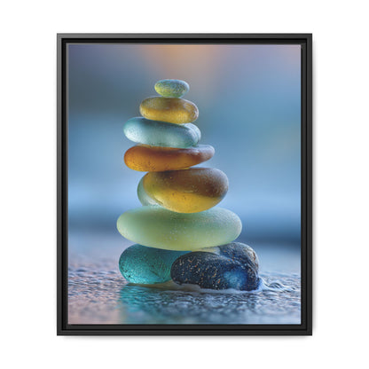 Calming Green Stones Framed Canvas Wall Art