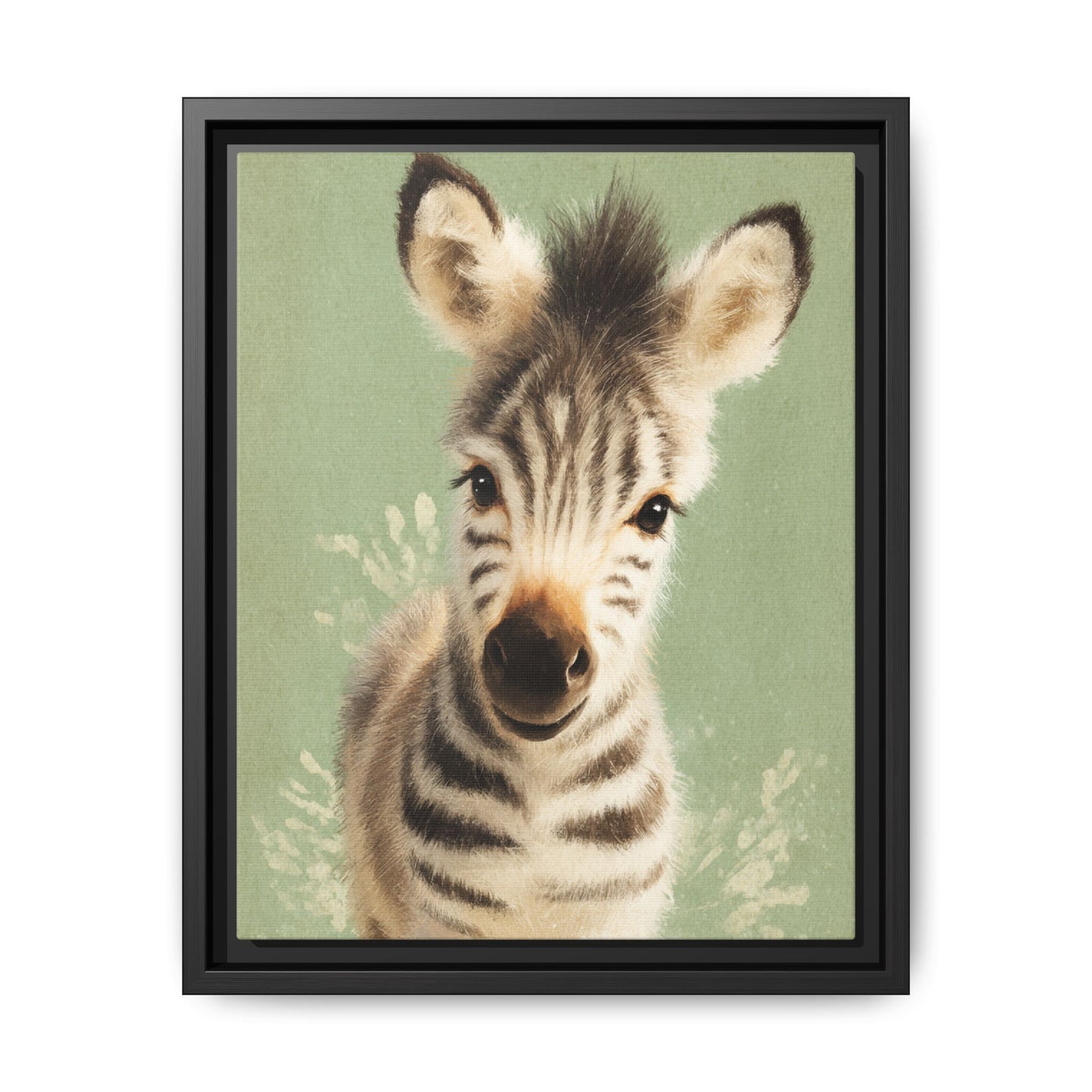 Baby Zebra Nursery Framed Canvas Wall Art