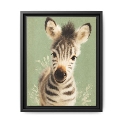 Baby Zebra Nursery Framed Canvas Wall Art