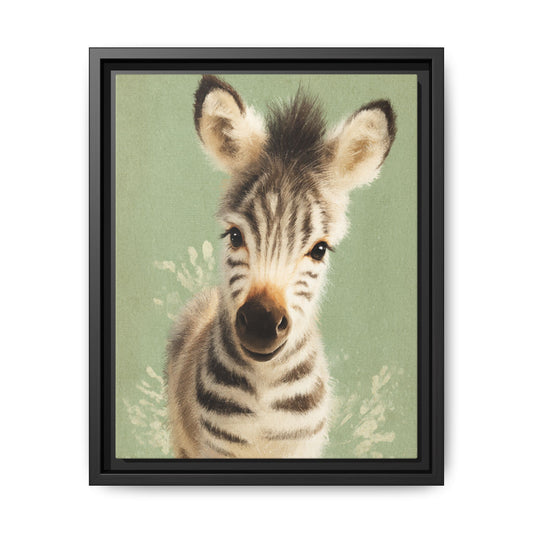 Baby Zebra Nursery Framed Canvas Wall Art