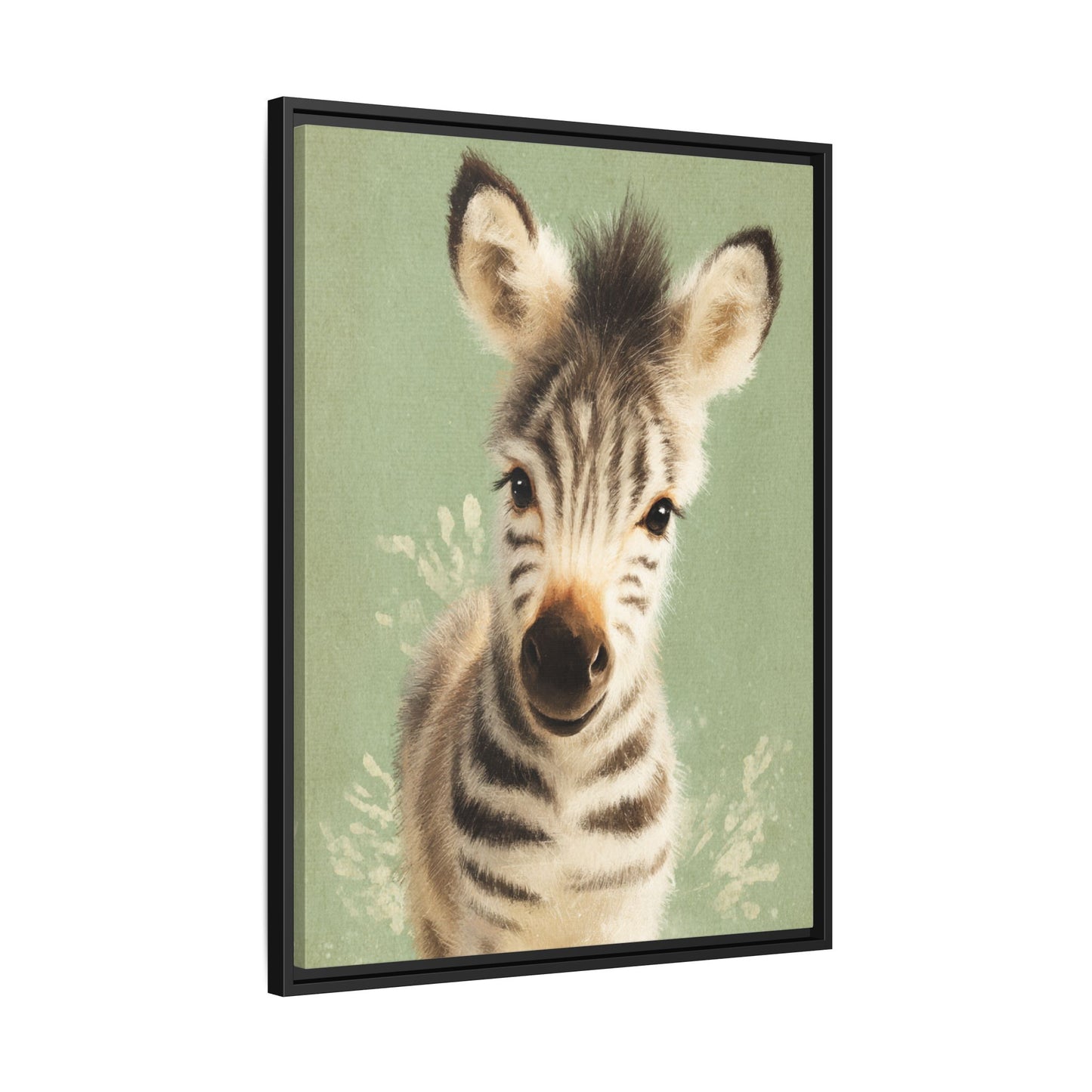 Baby Zebra Nursery Framed Canvas Wall Art
