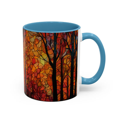 Autumn and Black Cat Stained Glass Effect Mug