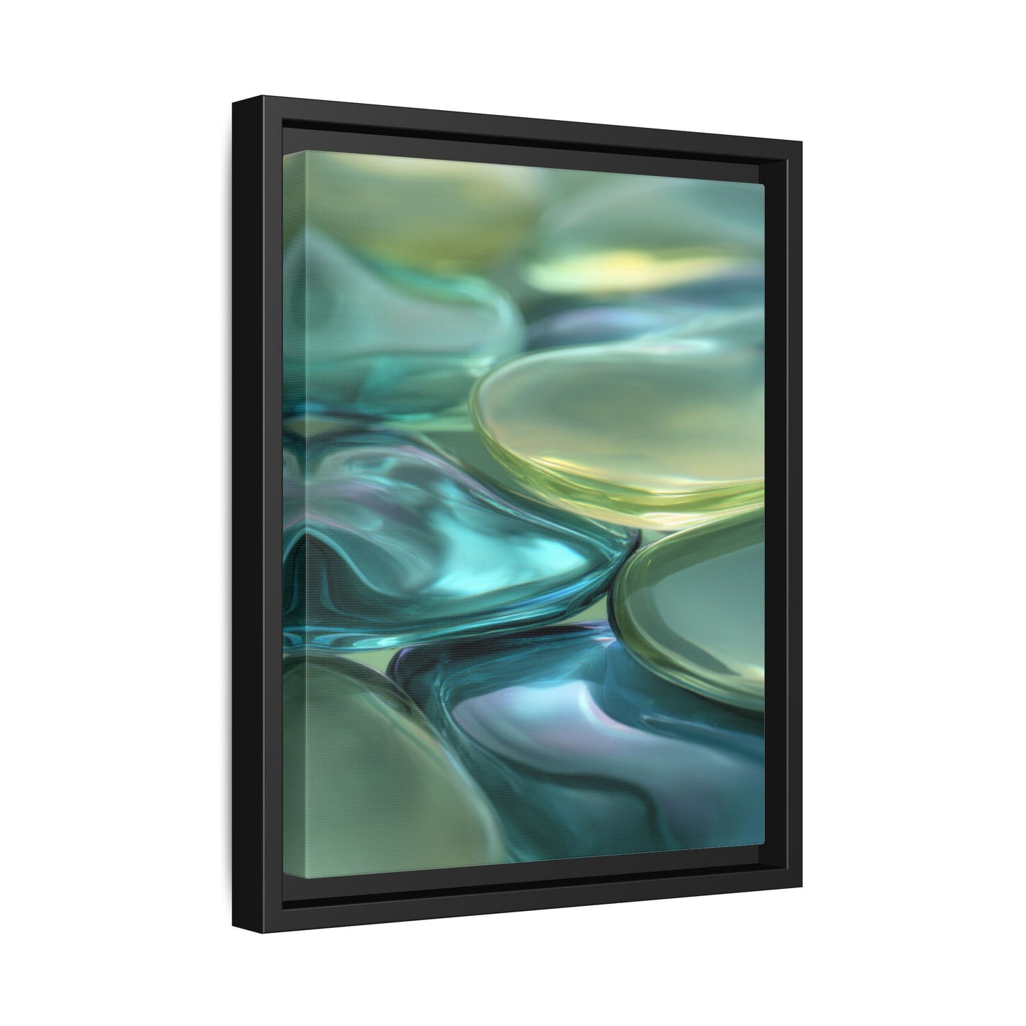 Abstract Green Stones Framed Canvas Wall Art