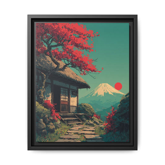 Mt Fuji Rural Japandi Art Framed Canvas Wall Art