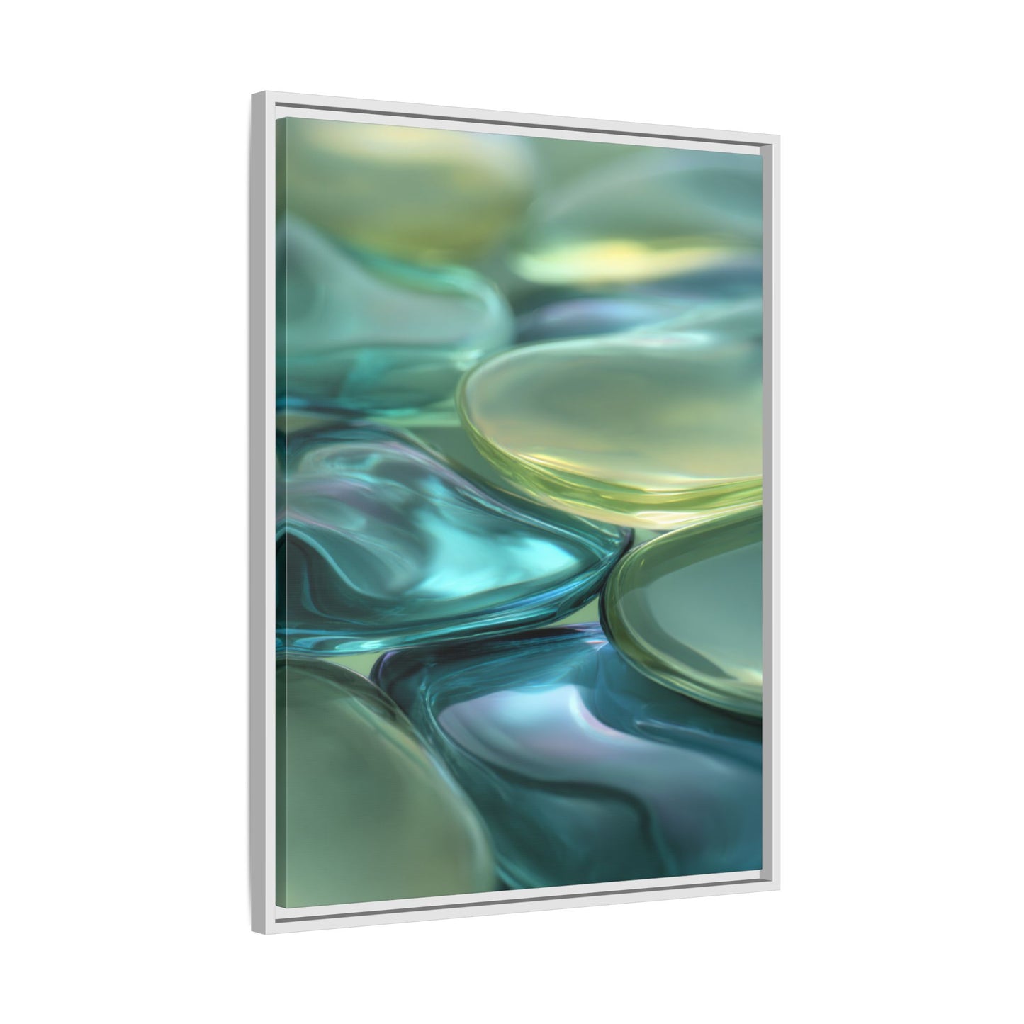 Abstract Green Stones Framed Canvas Wall Art
