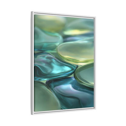 Abstract Green Stones Framed Canvas Wall Art