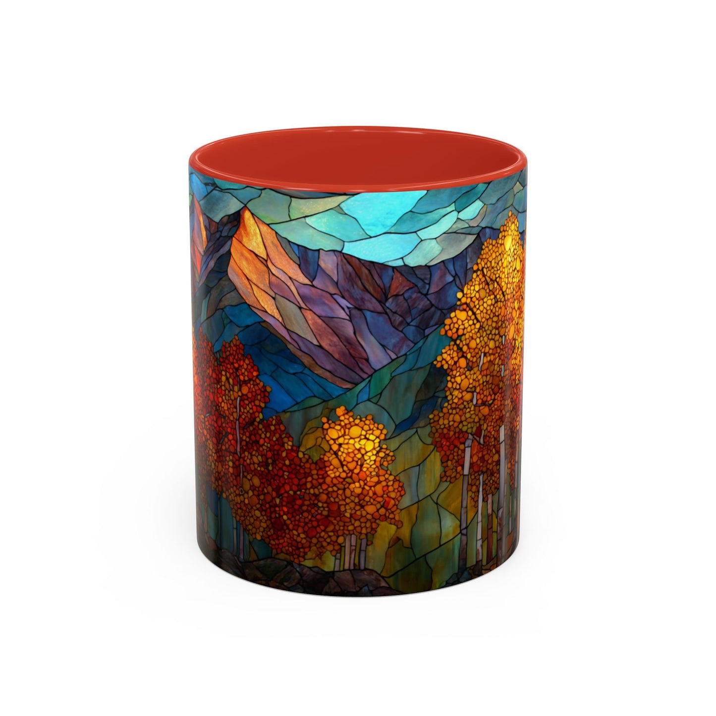 Autumn Mountain Stained Glass Effect Coffee Mug