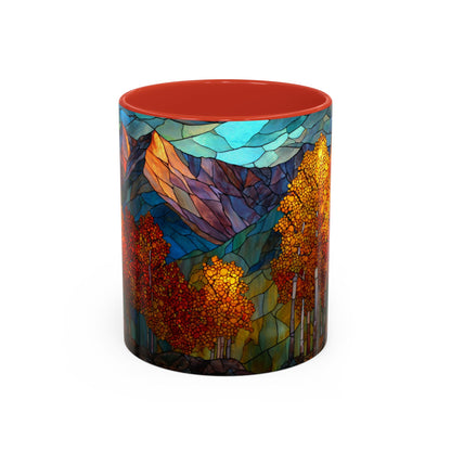 Autumn Mountain Stained Glass Effect Coffee Mug