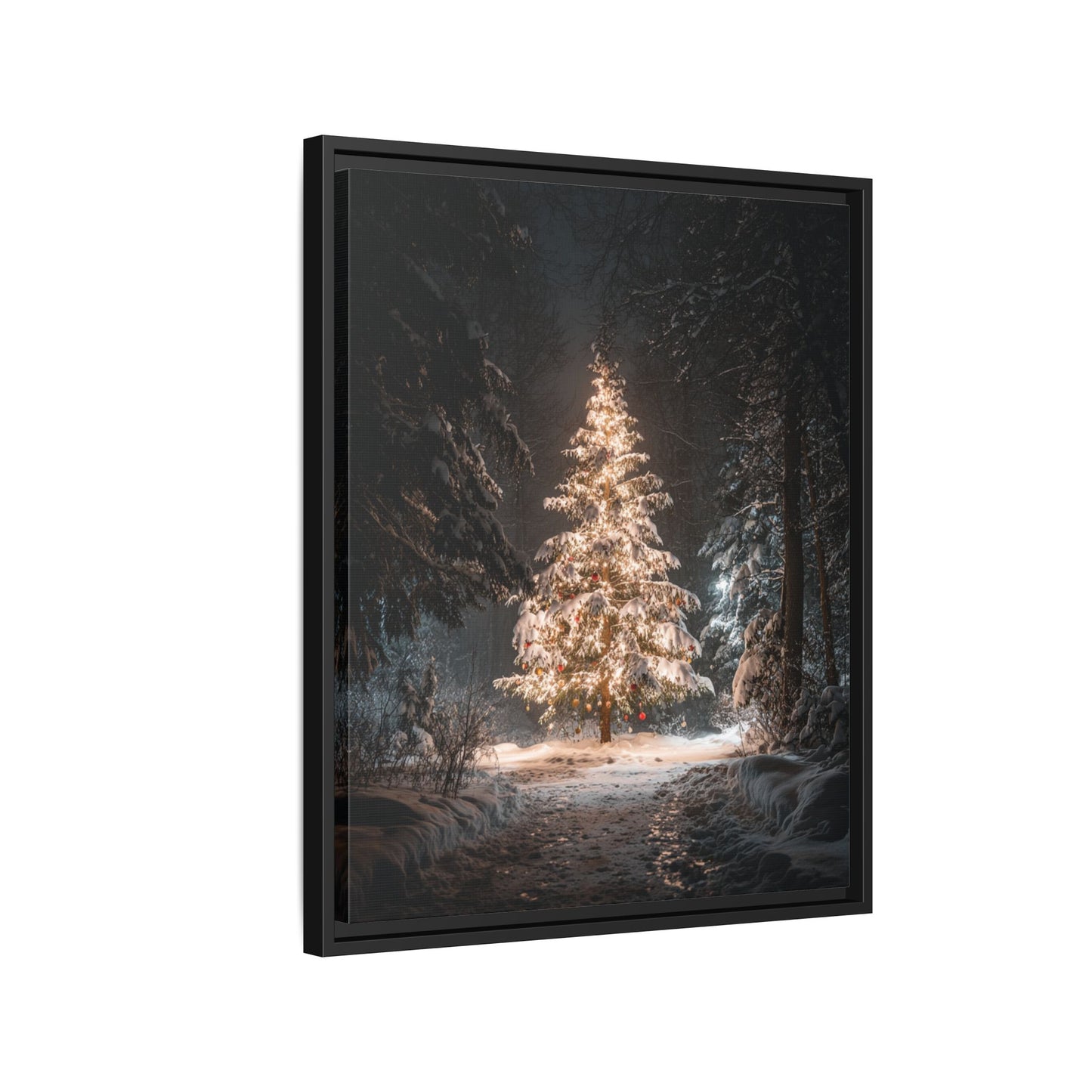 Bright Christmas Tree Framed Canvas Wall Art