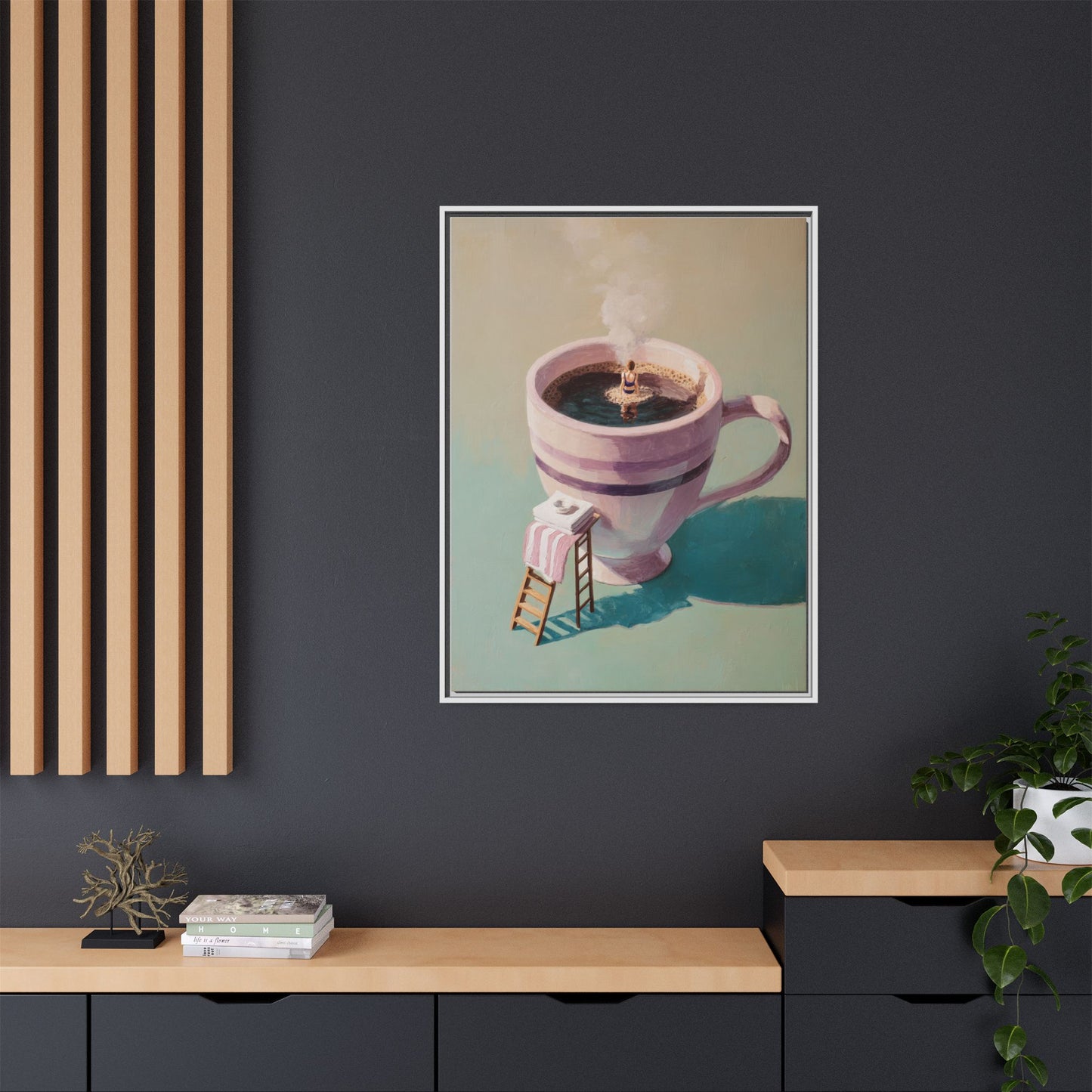 Funny Coffee Lover Framed Canvas Wall Art