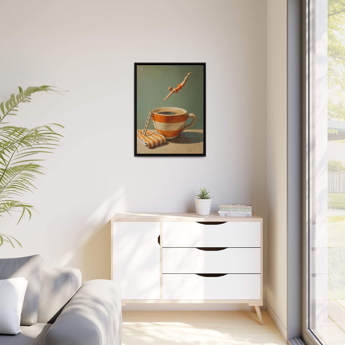 Retro Coffee Lover Framed Canvas