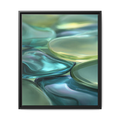 Abstract Green Stones Framed Canvas Wall Art