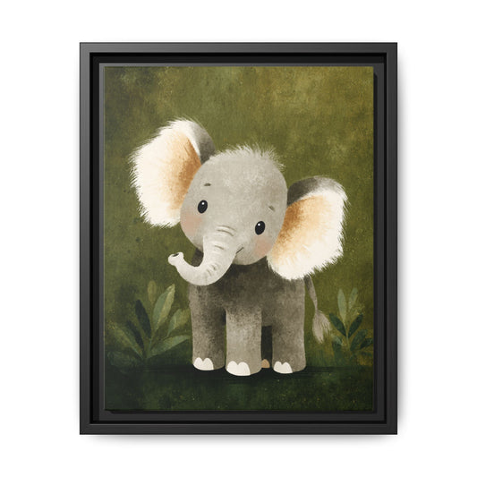 Baby Elephant Nursery Framed Canvas Wall Art
